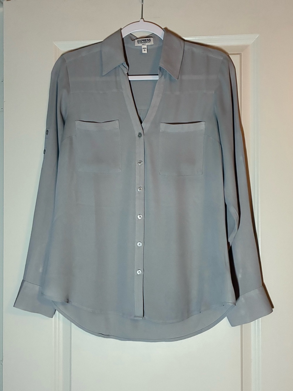 Express The Portofino Shirt Slim Fit in Grey Size Small